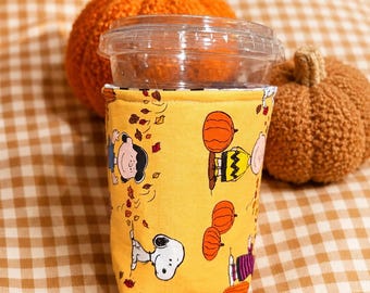 Peanuts Pumpkin Coffee  Cozy, Autumn Cotton Drink Sleeve (16-24oz)