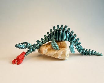 Articulated Plesiosaur Skeleton with Lobster Fidget Toy | 3D Printed Dinosaur | Flexi Fossil Toy