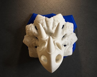 Placa de pared con cabeza de Triceratops impresa en 3D, decoración para habitación con temática de dinosaurios.