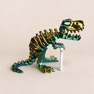 Juguete de esqueleto articulado de T-Rex de 25 cm con hueso, dinosaurio impreso en 3D, elige tu color.