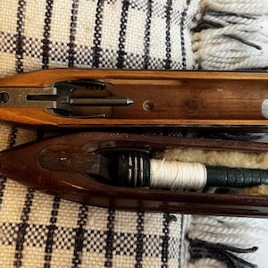 Vintage Wooden Fly Shuttles: Industrial Loom Boat Shuttle Pair (Culp Inc)