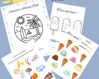 Cuaderno de actividades de verano para niños • Preparación para el jardín de infancia • Verano preescolar • Cuaderno imprimible • Descarga instantánea