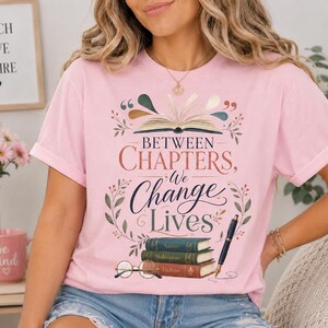 Comfort Colors T-Shirt: Between Chapters Book Stack T-shirt | Literary Reader Shirt