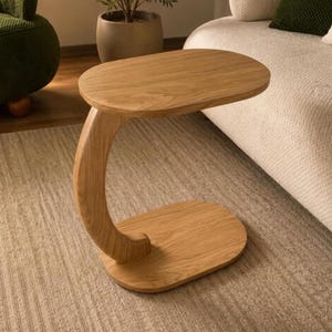 Wooden C Table With Wheels, Rolling Sofa Side Laptop Desk