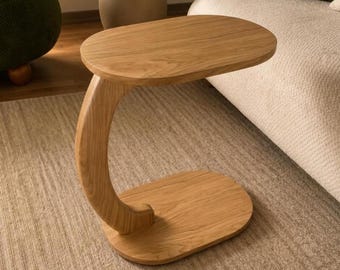 Wooden C Table With Wheels, Rolling Sofa Side Laptop Desk