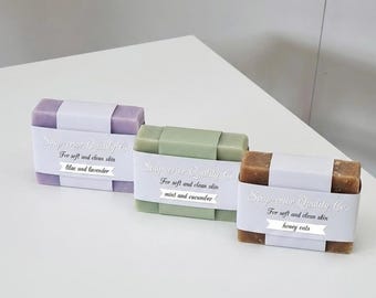 Handcrafted soap bar variety.