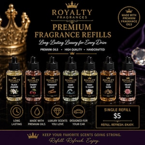 Luxury Car Diffuser Refill | Premium Fragrance Oil for Hanging Car Fresheners | 5mL Refillable Car Air Freshener