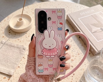 Pink Bunny Magnetic Case for Samsung Galaxy Z Fold 5 6 7 with Ring