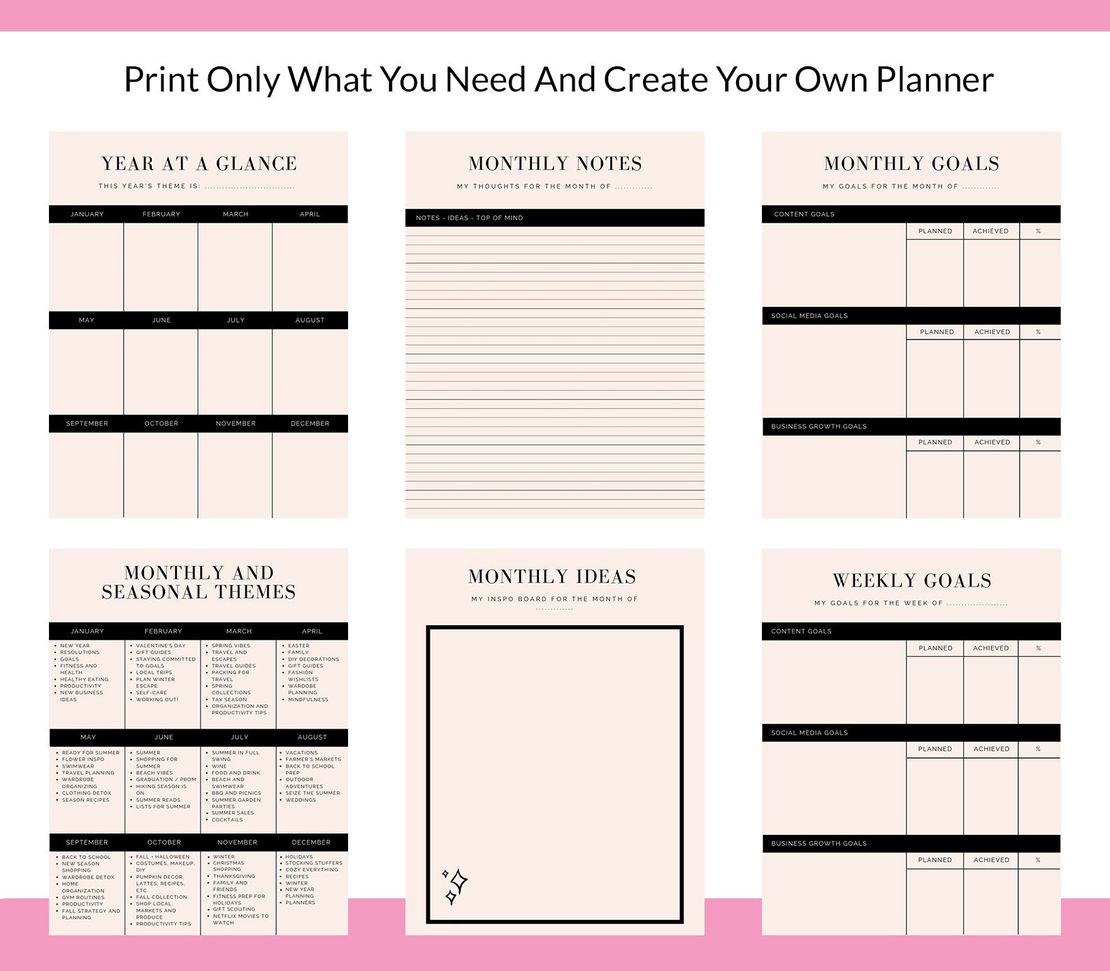 Yearly Content Planner Printable Social Media Planner Social Etsy