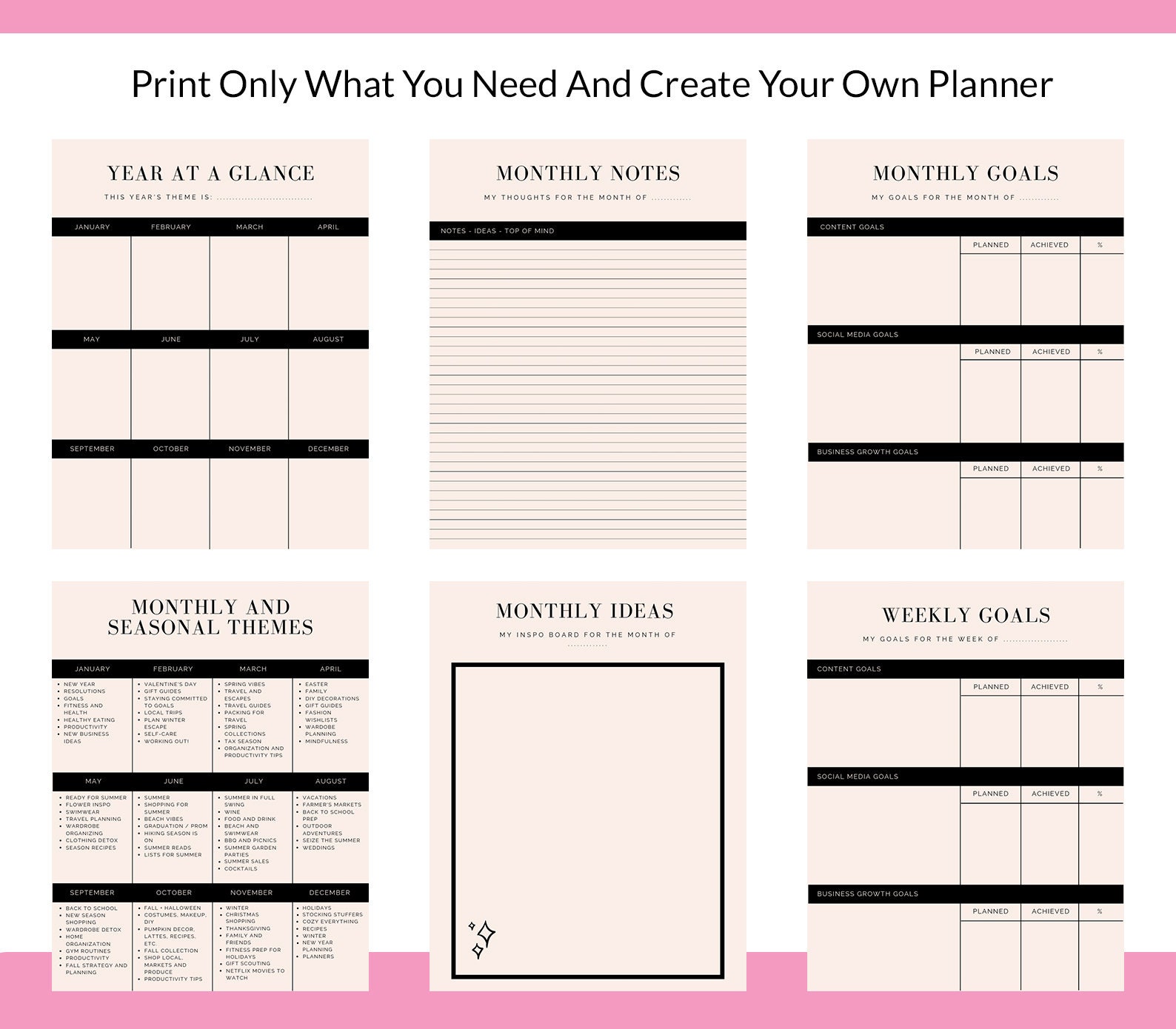 Yearly content planner printable social media planner social etsy