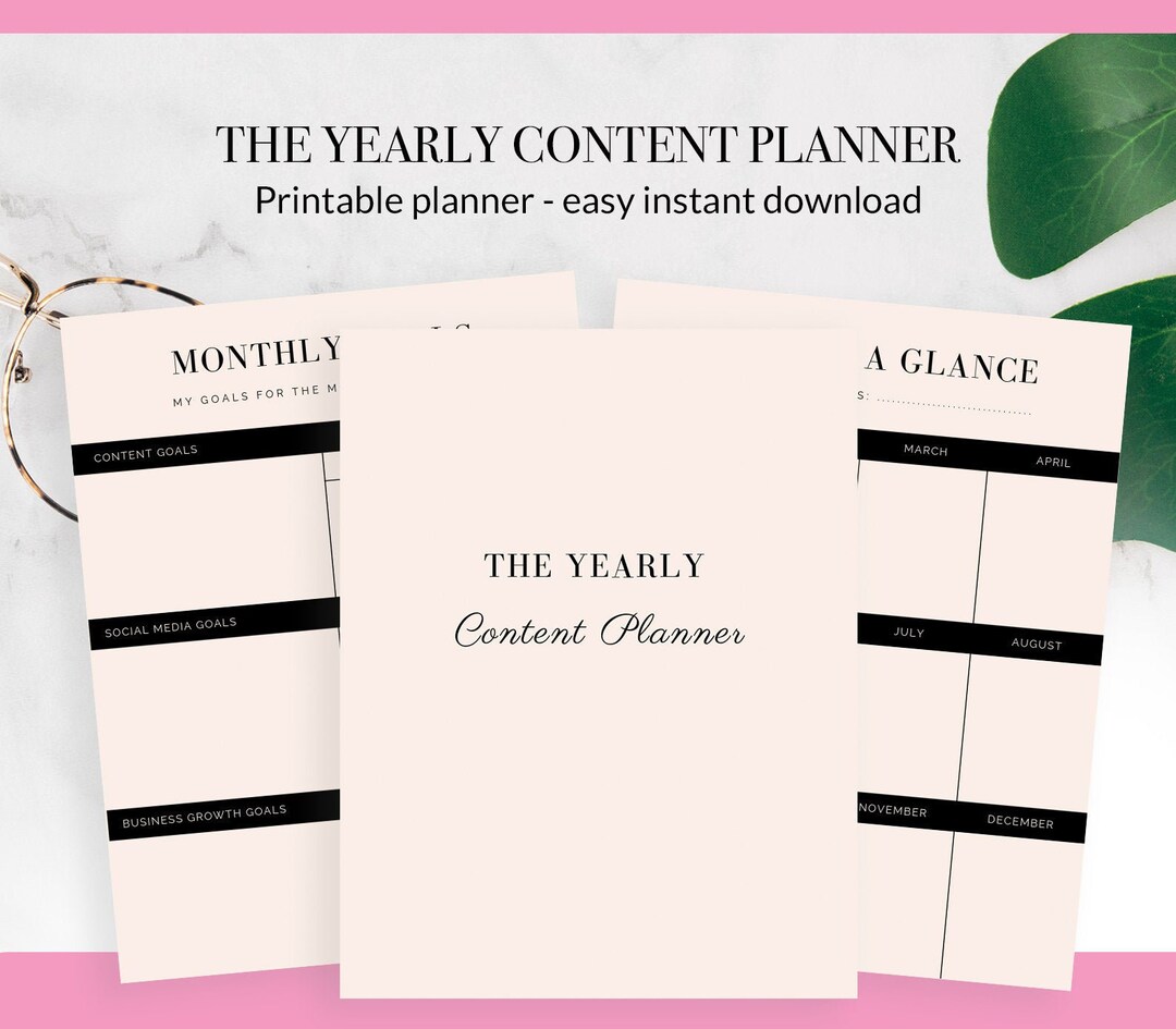 Yearly content planner printable social media planner social etsy