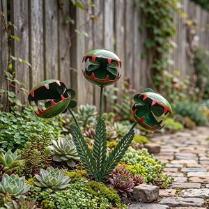 Plant Garden Stake,  Metal Yard Decor, Gothic Cottagecore Yard Art, Outdoor Patio Lawn Ornament Gift