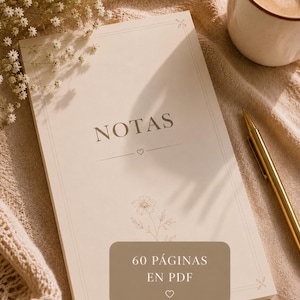 Bloc de Notas Imprimible | 60 Páginas | PDF Digital | Diseño Floral Minimalista | En Español