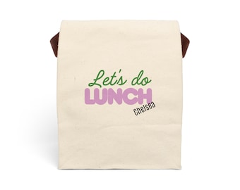 Spersonalizowana torba na lunch z płótna „Let’s Do Lunch” | Torba na lunch z paskiem, wielokrotnego użytku szkolna torba na lunch, torba na lunch do pracy, prezent dla nauczyciela