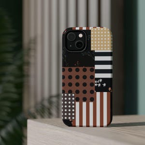 Etui na telefon w stylu boho patchwork | Etui na iPhone'a w neutralną kratkę z kwiatowym wzorem | Wytrzymałe etui ochronne MagSafe | Etui na Samsunga Galaxy | Prezent Cottagecore zdjęcie 4