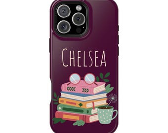 Custom Book Lover Phone Case | Personalized Boho Book Floral MagSafe Case | Kindle Reader Gift | Cute iPhone & Samsung Protective Case