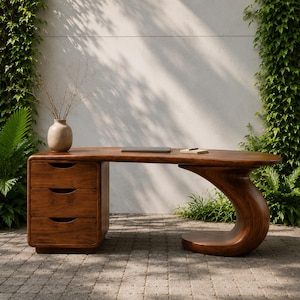 Handcrafted Solid Walnut Modern Wooden Writing Desk with Storage Drawers Luxury Home Office Desk Minimalist Computer Desk Office Furniture