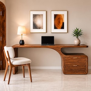 Handcrafted Solid Walnut Office Desk with Storage Drawers Modern Luxury Wooden Writing Desk Home Office Desk Computer Office Furniture