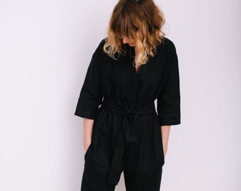 Klaar om te verzenden/linnen overall/linnen jumpsuit/linnen romper/dames overall/handgemaakt door OFFON