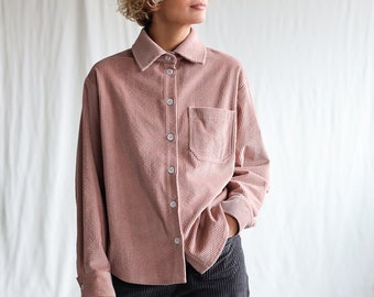 Old rose wide cord overshirt • OFFON Clothing