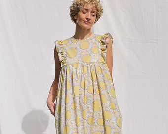 Sleeveless A-line elegant silky cotton dress SUNSHINE • OFFON CLOTHING