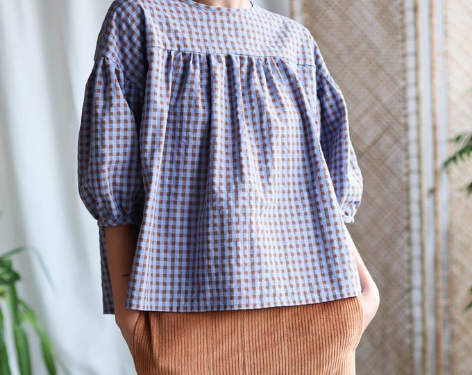 Pink & White Check Blouse CE090 main image 1