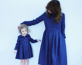 Abiti in denim abbinati - Set di abiti per madre e figlia - Fatti a mano da OFFON