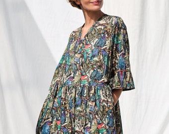 Loose wrap dress in exclusive print SONNY JAMES / OFFON Clothing