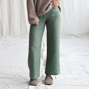 Jacquard linen vintage cut cropped leg culottes OFFON Clothing image 1