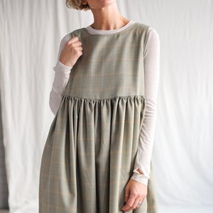 Plaid wool pinafore style dress OFFON Clothing image 1