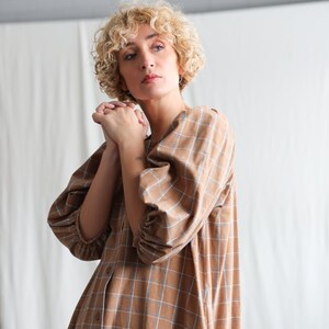 流れるようなフリルスカート 起毛チェック柄コットン マキシドレス CHLOE / OFFON クロージング