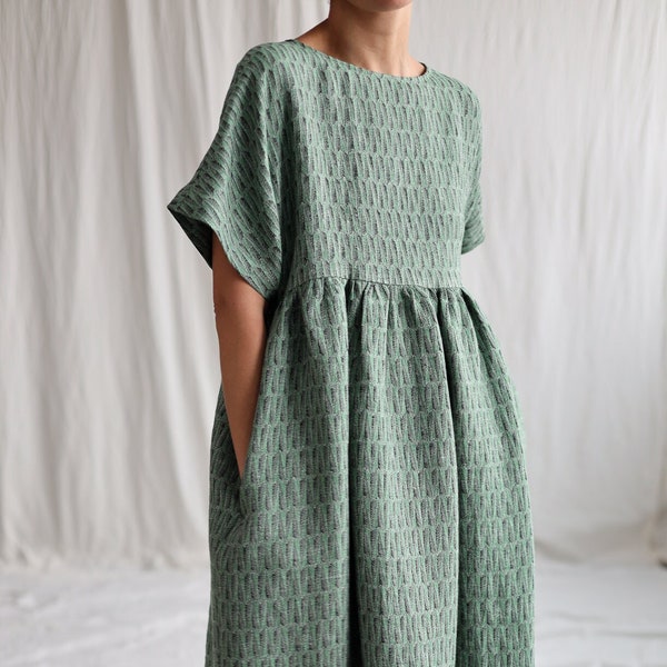 Jacquard linen oversized dress / OFFON CLOTHING