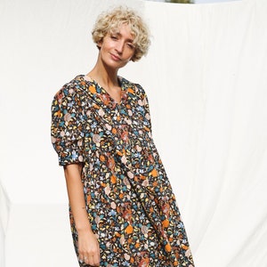 Loose sailor collar floral print dress ADONIS GARDEN / OFFON Clothing