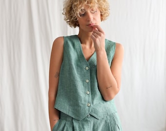 Classic elegant linen waistcoat • OFFON CLOTHING