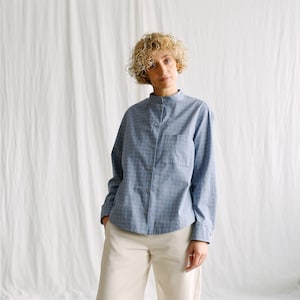 Jeans shirt chinese collar outlet