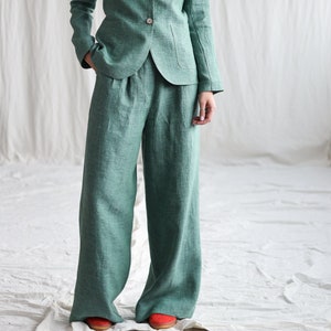 Pleated linen palazzo trousers • OFFON Clothing