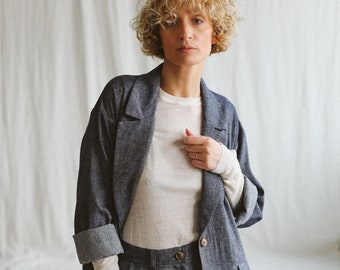 Wool and linen oversized blazer • OFFON Clothing