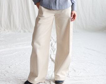 Natural cotton twill ballooned leg pants • OFFON CLOTHING