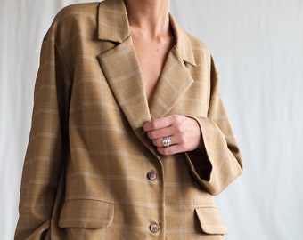 Wool plaid oversized blazer • OFFON Clothing