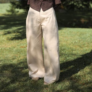 Beige Canvas Cotton Ballooned Leg Trousers • OFFON CLOTHING