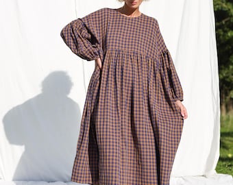 オーバーサイズドレス GRETA ギンガムチェックダブルガーゼ • OFFON CLOTHING