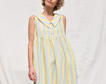 Sailor Collar Sleeveless Linen Dress BETTY / OFFON Clothing