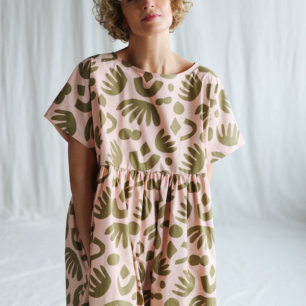 Oversized dress SILVINA in abstract print • OFFON CLOTHING