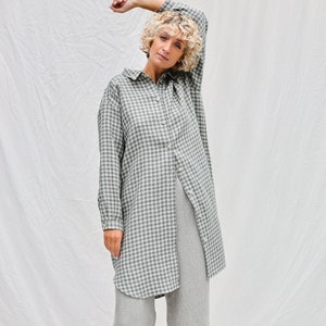 Oversized gingham linen shirtdress • OFFON CLOTHING