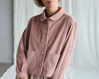 Wide wale cord Peter pan collar boxy jacket • OFFON Clothing