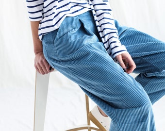 Boxy tapered leg wide wale cord trousers • OFFON CLOTHING