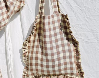 Linen Tote Bag with Ruffles - Handmade by OFFON