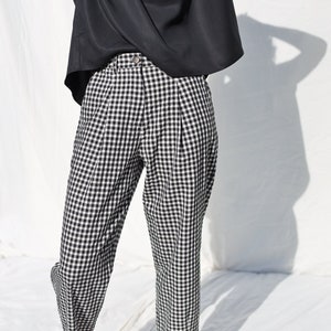 Gingham boxy seersucker trousers • OFFON CLOTHING