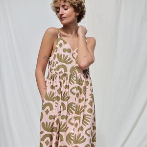 Sleeveless sundress ELOISE in abstract print cotton • OFFON Clothing