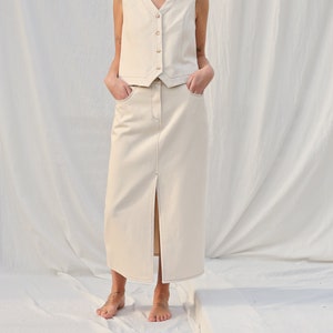 Falda lápiz con puntadas en contraste de algodón y lona natural OFFON CLOTHING imagen 1